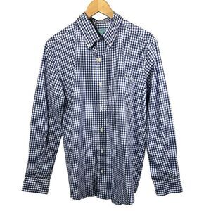 CASTAWAY Men's Cotton Gingham Plaid Long Sleeve Shirt Blue Size Small -NWT